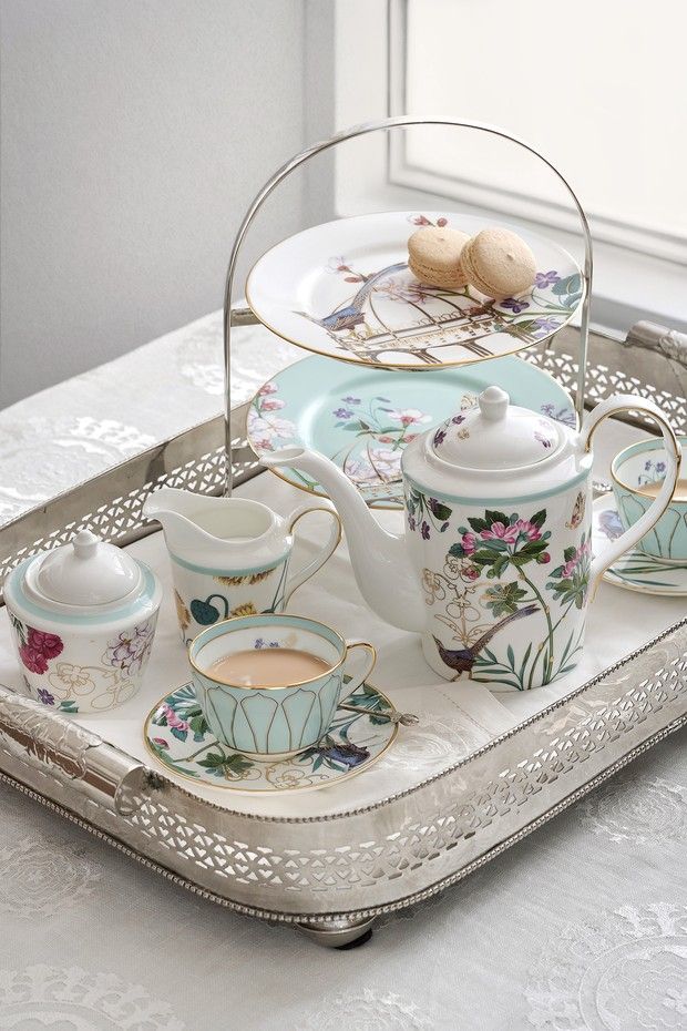 Set Of 7- Rosabagh Tea Set